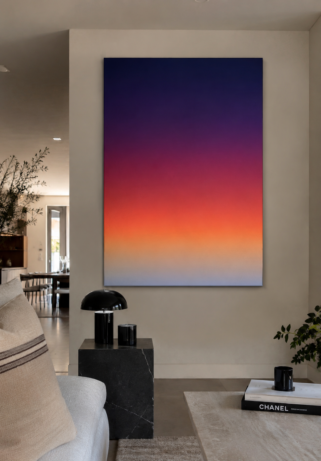 Customer canvas hanging in a home — Ibiza